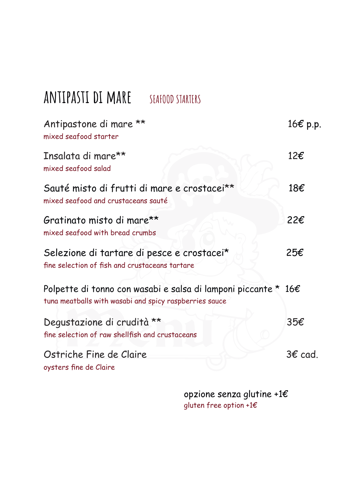 Morgan's menu, page 2 of 8