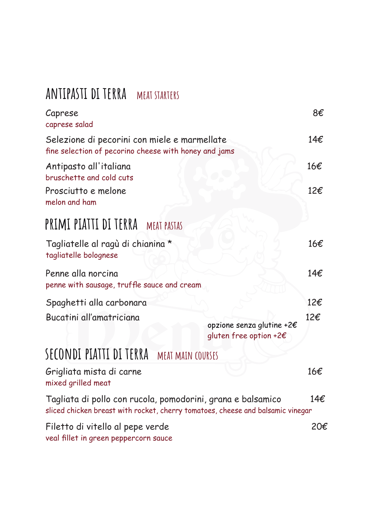 Morgan's menu, page 5 of 8