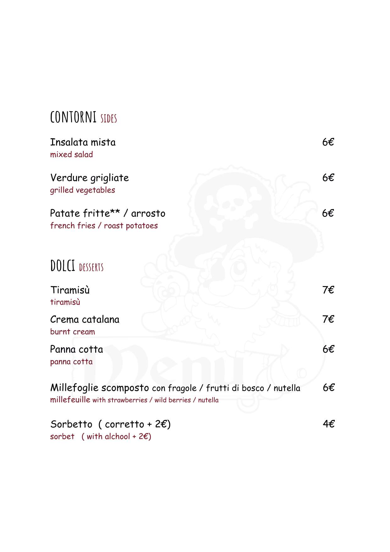 Morgan's menu, page 6 of 8