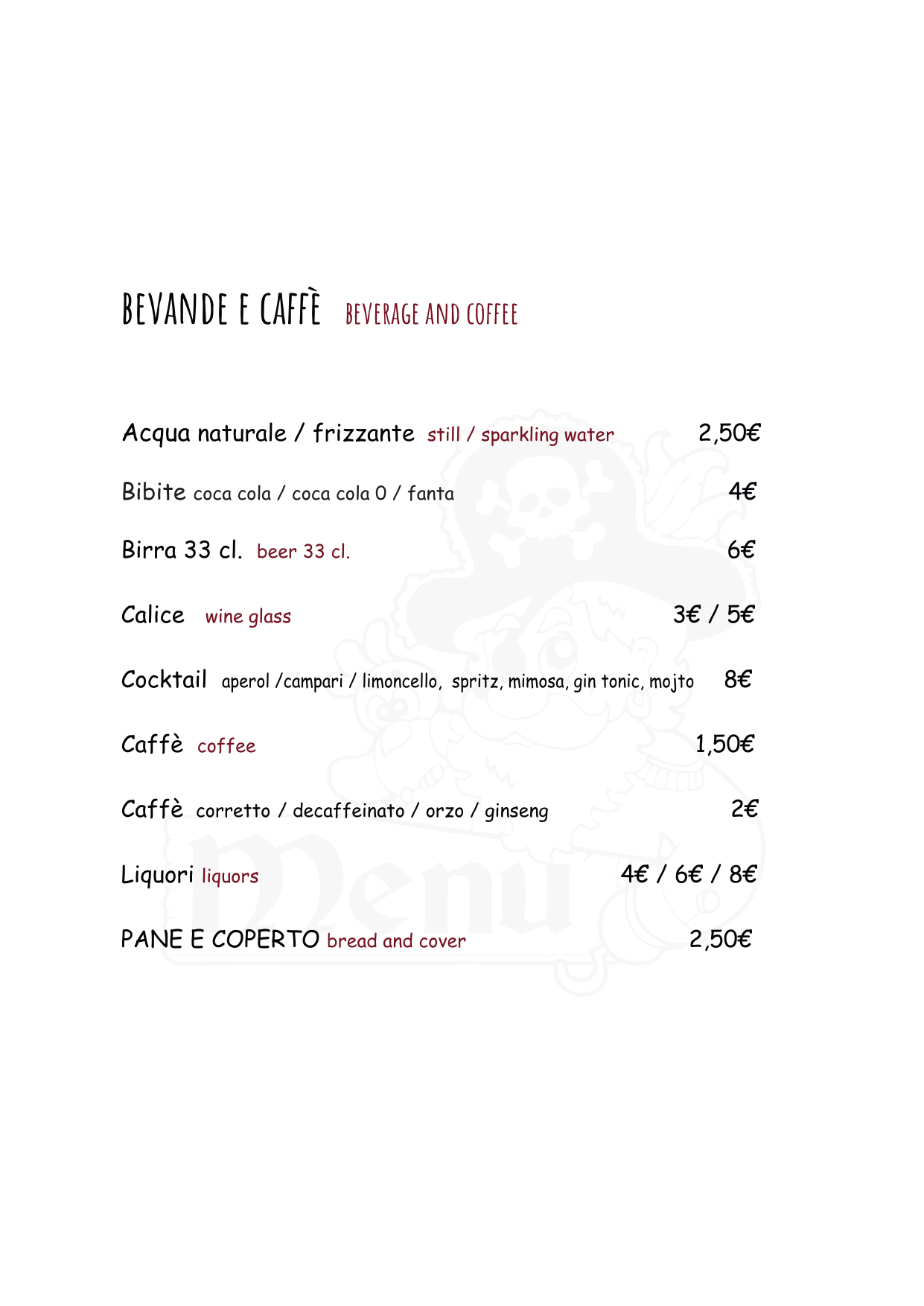 Morgan's menu, page 7 of 8